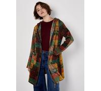 Apricot Apricot Brown Multicolour Check Fleece Hood Cardigan