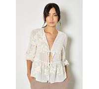 Apricot Apricot Cream Embroidered Floral Chiffon Blouse