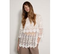 Apricot Apricot Embroidered Mesh Layered Top