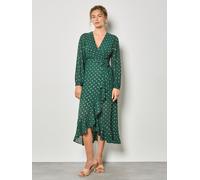 Apricot Apricot Green Foil Polkadot Ruffle Wrap Dress Green 8