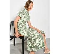 Apricot Apricot Green Geo Teardrop Midi Shirt Dress Green EU 40 (UK 12)