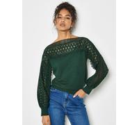 Apricot Apricot Green Lace Neck And Sleeve Detail Jumper