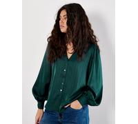 Apricot Apricot Green Satin Stripe Open Collar Blouse