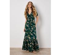 Apricot Apricot Green Watercolour Floral Smock Maxi Dress Green EU 40 (UK 12)