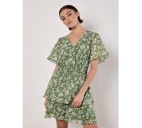 Apricot Apricot Green Watercolour Rose Layered Mini Dress Green 40