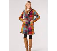 Apricot Apricot Multi Check Fleece Hood Cardigan