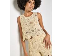Apricot Apricot Natural Crochet Circles Crop Top