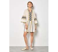 Apricot Apricot Natural Placement Jacquard Bell Sleeve Dress Natural L (EU 44-46)