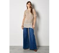 Apricot Apricot Natural Pointelle Knit Layered Tunic Top