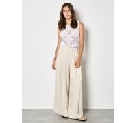 Apricot Apricot Natural Wide-Leg Linen Blend Trousers