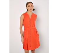 Apricot Apricot Orange Tetra Open Neck Button Thru 100% Cotton Shirt Dress Orange 14