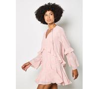 Apricot Apricot Pink Chiffon Floral Embroidered Mini Dress Pink EU 42 (UK 14)