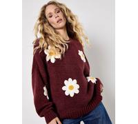 Apricot Apricot Red Embroidered Pure Daisies Jumper