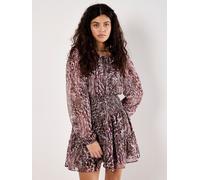 Apricot Apricot Red Feather Patchwork Ruffle Dress Red 8