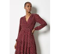 Apricot Apricot Red Polka Dot Chiffon Wrap Long Sleeve Dress Red 14