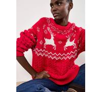 Apricot Apricot Red Reindeer Cable Mix Jumper