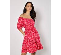 Apricot Apricot Red Sarasa Mallow Flower Bardot Dress Red 10