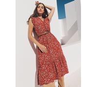 Apricot Apricot Red Watercolour Ditsy Frill Wrap Dress Red EU 38 (UK 10)