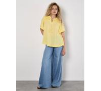 Apricot Apricot Yellow Smocking Tassel Tie Ruffle Top