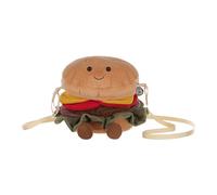 Apricot Lamb Délicieux sac à bandoulière en peluche en forme de hamburger pour adolescentes, filles et adultes, sac à bandoulière en forme d'animal, sac à main tendance pour enfants, 18 cm