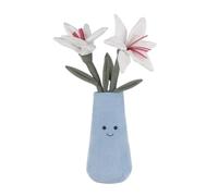 Apricot Lamb Fleur Lily Vase Plante Jouets en Peluche pour Enfants, Doudou Mignon Doux pour Bébé Filles et Garçons Moelleux Fleur Lily Vase Plante Bleu 35 cm