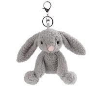 Apricot Lamb Peluche Porte-clés en forme de lapin rempli de 15 cm - Pendentif lapin avec porte-clés pour cordon, porte-clés et porte-clé - pour enfants - Pendentif sac d'école (gris)