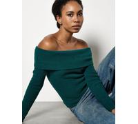 Apricot Pull Apricot côtelé flou à épaules dénudées