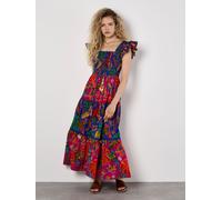 Apricot Robe Apricot Multicolore à plusieurs niveaux imprimé perroquet 100% Coton Bleu EU 44 (UK 16)