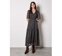 Apricot Apricot Blue Ripple Short Sleeve Maxi Dress Blue EU 40 (UK 12)