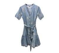 Apricot Apricot Crochet Detail Denim Shift Mini Dress Bleu EU 36 (UK 8)