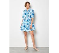 Apricot Robe courte Apricot en coton fleurie imprimée Bleu EU 40 (UK 12)