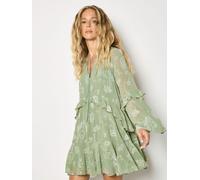 Apricot Robe courte Apricot en mousseline Fleuri brodée Vert EU 36 (UK 8)