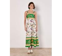 Apricot Robe mi-longue Apricot à bordures oiseaux et palmiers Vert EU 40 (UK 12)