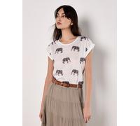 Apricot T-shirt mélange de couleurs / blanc, Taille XXL