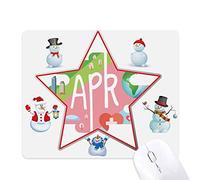 April Month Season Illustration Christmas Snowman Family Star Mouse Pad