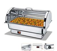 Aprilhp Chauffe Plat Electrique, Chafing Dish Electrique en INOX, 9L Plat Chauffant Buffet Plat-réchaud, Facile à Nettoyer, Idéal pour Buffet Fêtes Restaurationgn 1/1