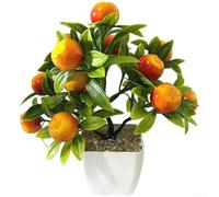 Aprilsunnyzone Bonsaï fruitier artificiel réaliste en pot pour décoration d'intérieur, salon, chambre à coucher, table, bureau (B)