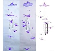 Aprilsunnyzone Carillon éolien esthétique avec tubes métalliques et perles acryliques transparentes à suspendre dans le jardin, le balcon ou l'entrée (3#)