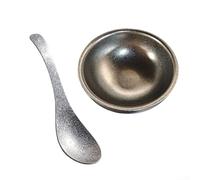 Aprilsunnyzone Cuillère en titane pur pour les repas quotidiens avec une forme ronde élégante et un confort léger pour les soupes, ragoûts et desserts (C)