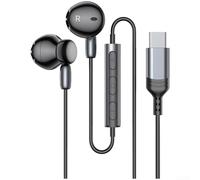 Aprilsunnyzone Écouteurs intra-auriculaires avec interface de type C et pilote de 14,2 mm compatible avec iPhone 15 - Design magnétique - Télécommande à trois boutons (noir)