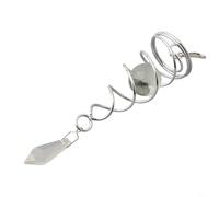 Aprilsunnyzone Éolienne en spirale avec boule de cristal pour le jardin - Décoration à suspendre en acier résistant aux intempéries (blanc)