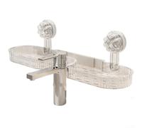 Aprilsunnyzone Étagère de rangement amovible pour robinet au-dessus de l'évier avec support à ventouse et option de montage mural, panneaux épais et garde-corps pour plus de stabilité (B)