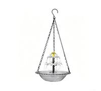 Aprilsunnyzone Fontaine solaire d'extérieur pour oiseaux avec design suspendu et trois chaînes métalliques pour attirer les oiseaux et améliorer naturellement l'ambiance du jardin (gris)