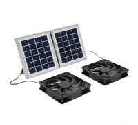 Aprilsunnyzone Kit de ventilation à panneau solaire 10 W avec 2 ventilateurs pour camping-car, poulailler, cabanon, cuisine, système d'échappement IP65, CC 5 V (gris)