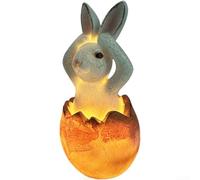 Aprilsunnyzone Lampe de jardin solaire en résine motif lapin avec thème de Pâques pour décoration de nuit et allée (orange)