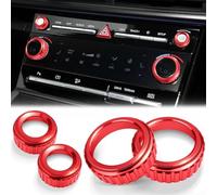 Aprilsunnyzone Lot de 4 enjoliveurs en alliage d'aluminium avec poignée texturée, compatibles avec Hyundai Santa Fe 2025-2026 et Tucson 2025-2026 et contrôle du volume intérieur AC, noir et rouge