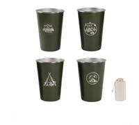 Aprilsunnyzone Lot de 4 tasses de camping d'extérieur de 500 ml en acier inoxydable 304 avec design conique empilable pour randonnées (500 ml, vert)