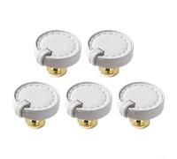 Aprilsunnyzone Lot de 5 poignées rondes en cuir avec base en alliage de zinc solide, transformez votre décoration de cuisine et de salle de bain (blanc)