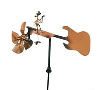 Aprilsunnyzone Moulin à vent paysager avec système de mouvement inspiré de la guitare et élément de figurine, fabriqué à partir de métal soudé solide pour une durabilité saisonnière