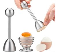 Aprilsunnyzone Ouvre-œuf en acier inoxydable avec plateau de base assorti pour une réduction précise de moitié et de quart des œufs durs